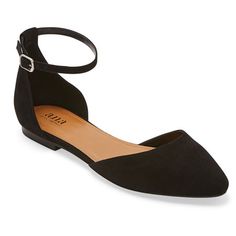 These a.n.a women's Darell ballet flats are a chic style to elevate everyday looks for the office or brunch with friends. Made from smooth faux leather, these pointed-toe shoes come with an ankle strap closure for added support. Wear them with pants and a shirt or an a-line dress. Closure Type: BuckleUpper/Outer Base Material: 100% PolyuretheneShoe Lining Material: PolyurethaneSole Material Content: 100% PolyurethaneToe Type: Closed ToeShoe Strap Type: Ankle StrapCare: Spot CleanHeel Style: Flat HeelCountry of Origin: Imported Black Flats With Ankle Strap, Black Bridesmaid Shoes Flats, Flat Shoes With Dress, Flat Dress Shoes For Women, Black Office Shoes, Black Bridesmaid Shoes, Closet Rebuild, Bridesmaid Shoes Flat, Black Dress Flats