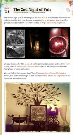 an article about the 2nd night of yule is featured on this page, and it shows