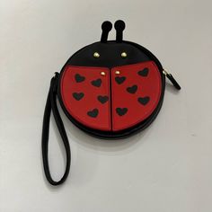 Faux Leather Small Pouch Wallet With Detachable Strap As Gift, Wallets With Detachable Strap And Pouch Shape, Wallet With Detachable Strap And Pouch Shape As Gift, Cute Red Wallets For Everyday Use, Cute Red Wallets For Daily Use, Cute Red Coin Purse For Daily Use, Bug Fashion, Ladybug Purse, Ladybug Design