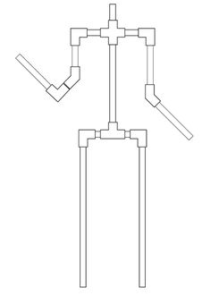 a line drawing of a cross on the side of a wall mounted faucet