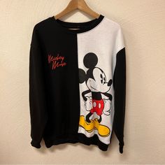 Nwt Disney Mickey Crew Neck Sweatshirt Sz Xl Cute Mickey On The Front Mickey Mouse Written On Sleeve New With Tags Measures Approx: Chest Flat Lay 22” X 26.5”L X 26”S Oversized Cotton Sweatshirt With Character Print, Oversized Long Sleeve Top With Character Print, Sporty Long Sleeve Tops With Character Print, Disney Letter Print Sweatshirt For Streetwear, Disney Letter Print Sweatshirt For Winter, Black Mickey Mouse Sweatshirt For Streetwear, Disney Character Print Black Sweatshirt, Black Disney Sweatshirt For Streetwear, Black Disney Character Print Sweatshirt