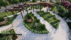 an artist's rendering of a garden in the middle of a park