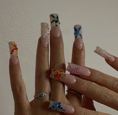 Y2k Summer Nails, 2000s Summer, Crazy Nails, Y2k Summer, Square Acrylic Nails, Girls Nails, Dream Nails, Fire Nails, Pretty Acrylic Nails