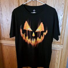 Very Cool T-Shirt And Ready For The Halloween Black Glow In The Dark Crew Neck Top, Spooky Black T-shirt For Fall, Black Graphic Tee With Glow In The Dark Details, Black Short Sleeve Glow In The Dark T-shirt, Black Pre-shrunk T-shirt For Fall, Halloween Orange Crew Neck T-shirt, Halloween Glow In The Dark Black Top, Kansas City Chiefs Shirts, Mens Tops Casual