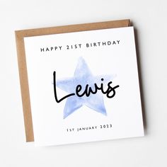 a happy 21st birthday card with the words lewis on it