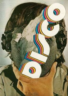 a man with his head in the shape of a rainbow sign