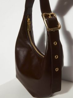 Shoulder Bags With Buckle, Brie Leon, Going Out Bag, Croissant Bag, Fancy Bags, Pretty Bags, Brass Buckle, Looks Style, Classic Silhouette