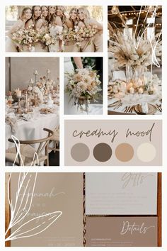 A canvas of cream whispers timeless elegance and understated luxury. Its soft, ethereal hue blends effortlessly with bold accents or delicate pastels, creating a symphony of sophistication. Perfect for any season or style, cream transforms your wedding into a masterpiece of subtle beauty. Let love paint the day! 💍🤍 #WeddingArtistry #CreamDreams #TimelessRomance" Wedding Color Board, Neutrals Wedding Palette, Classic Wedding Color Palette, Wedding Neutral Color Schemes, Coastal Wedding Color Palettes, Neutral Color Wedding Theme, Cream Wedding Palette, Wedding Mood Board Color Palettes, Coastal Wedding Colors