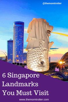 singapore landmarks with the words 6 singapore landmarks you must visit on this postcard