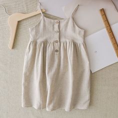 GIRLS LINEN CAMI DRESS IN IVORY CREAM - Hannah Rose Vintage Boutique Cute Linen Summer Dress, Cute Linen Beach Dress, Girls Linen Dress, Linen Cami, Boho Toddler, Country Dress, Hannah Rose, Bridesmaid Dresses Boho, Colors Dress