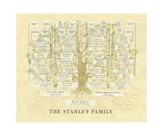 the stanley family tree is shown in this hand drawn illustration, which includes many names and pictures