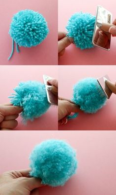 how to make a pom - pom hair clip