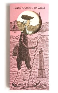 a pink book with an image of a man holding a stick