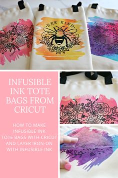 the instructions for how to make inked bags from cricut