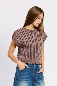 This Cable Knit Short Sleeve Top features distressed edges for a unique and stylish look. The distressed edges add character to the classic cable knit design, making it a versatile piece for any wardrobe. Perfect for creating a trendy and effortless outfit. Fabric Contents: 60% Cotton, 40% Acrylic Imported Ankle Compression Socks, Knit Short Sleeve Top, Unique Sweater, Farm Clothes, Unique Sweaters, Cardigan Crop Top, Effortless Outfit, Cardigan Crop, Evening Dresses Cocktail