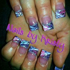 Leopard Acrylic Nails, Nail Art Leopard, Flare Acrylic Nails, Mcbling Nails, French Purple, Strawberry Nail, Nail Options, Hand Painted Nail Art, Barbie Nails