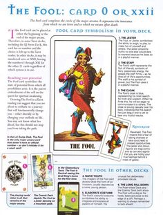 an advertisement for the fool card o'oxxii, which is featured in this magazine