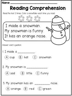 a snowman worksheet for reading and writing the words in this book, which are