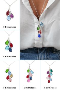 Enchanted Rain Birthstone Necklace — enriched with up to 7 birthstones Enchanted, Birthstone, 925 Sterling Silver, Necklaces, Pendant Necklace, Sterling Silver, Pendant