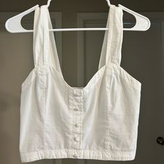 White Button Down Crop Top With Adjustable Straps New With Tags! Button Down Crop Top, White Button Down, Dream Closet, Button Downs, Adjustable Straps, Color White, Crop Top, Womens Tops, Crop Tops