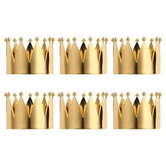 six gold metal crowns with spikes on each one and four smaller ones in the middle