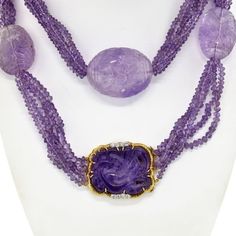 Indulge in the captivating allure of this exquisite David Webb Lavender Bead Necklace. Handcrafted with meticulous attention to detail, this necklace is a testament to the brand's impeccable craftsmanship. Each of the five strands features lustrous amethyst beads, showcasing their enchanting lavender hue.Adding to its allure are the large egg-shaped amethyst stations, creating a striking focal point. These impressive amethysts, measuring about 4.5cm in length and 10cm in diameter, exude a sense Lavender Beaded Necklace, Lavender Necklace, David Webb, Yellow Jewelry, Amethyst Beads, Lavender Color, Vintage Engagement, Metal Necklaces, Multi Strand