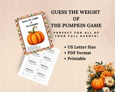 guess the weight of the pumpkin game perfect for all of your fall events us letter size pdf format printable