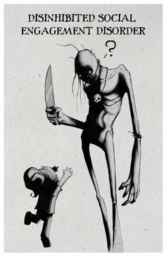 an image of a cartoon character holding a knife to another person's head with the caption disinrigated social engagement disorder?