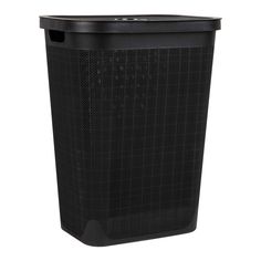 a black trash can on a white background