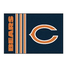 the chicago bears rug is shown in blue and orange