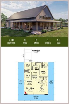 two story house plans with an open floor plan for the front and back of the house