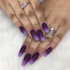 Nails And Rings, Ombre Nail Design, Ultraviolet Color, Color Manicure, Purple Ombre Nails, Purple Glitter Nails, Ombre Nail Art Designs, Purple Nail Art