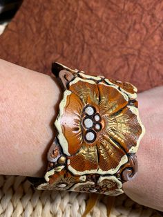 Western Cuff Bracelet, Festival Bracelets, Western Bracelets, Leather Cuff Bracelet, Floral Bracelet, Leather Cuffs Bracelet, Tooled Leather, Leather Cuffs, Leather Tooling