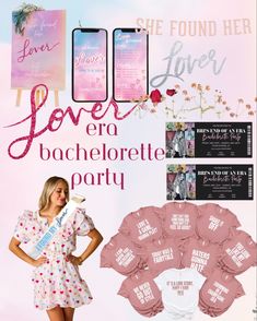 an advertisement for bachelor party with flowers and bachelor's names on the back ground