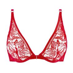 Triangle bra underwires AUBADE Coeur à Corps Velvet Embroidery, Deep Neckline, Triangle Bra, Women's Intimates, Womens Sizes, Velvet, Elastic, Embroidery, Bra