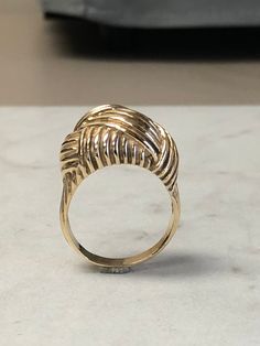 "A Beautiful Dome Twisted Ribbed Style Ring that is made well and 3/8\" high. METAL: 14kt Yellow Gold WIDTH: 17mm WEIGHT: 13.5 grams FINGER SIZE: 10 FREE SHIPPING Regular Retail Price: $2,195.00" 14k Gold Jewelry With Fluted Bezel For Gift, Timeless 14k Gold Jewelry With Fluted Bezel, 14k Gold Jewelry With Fluted Bezel, Fine Jewelry With Fluted Bezel In 14k Gold, 14k Gold Rings With Fluted Bezel, Heirloom Yellow Gold Jewelry With Fluted Bezel, Adjustable Classic Yellow Gold Dome Ring, Classic Adjustable Yellow Gold Dome Ring, 14k Yellow Gold Hallmarked Dome Ring