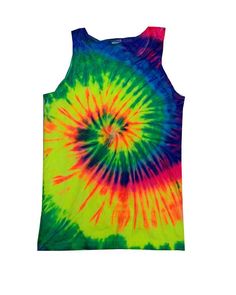 Adult 5.4 oz. 100% Cotton Tank Top - NEON RAINBOW - S | Tie-Dye Adult 5.4 oz. Cotton Tank Top in Neon Rainbow Size Small Plus Size Street Style, Tie Dye Men, Spiral Tie Dye, Vinyl Monogram, Hippie Clothes, Unique Ties, Neon Rainbow, Rainbow Tie, Rainbow Swirl