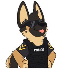 a cartoon police dog with sunglasses on