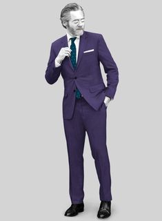 Add a touch of sophistication to your wardrobe with our Napoleon Violet Wool suit. This classic violet suit is made from a wool blend, ensuring durability and breathability. It is the perfect choice for making a statement at a close friend or cousin's wedding.  Look Includes   Napolean Violet Wool Fabric  Two Button Jacket Style  Notch Lapel   Horn Royal Black  Buttons  Single Vent  Three Cuff Buttons  Two Welted Back Pockets on Trousers   You can change the look during customization if required Classic Purple Tuxedo For Semi-formal Events, Purple Suit Collar Wedding Suit, Purple Wedding Suit With Suit Collar, Purple Tuxedo Suit For Wedding, Fitted Purple Suit For Formal Occasions, Fitted Purple Tuxedo For Wedding, Fitted Purple Formal Suit, Purple Fitted Wedding Tuxedo, Wedding Purple Fitted Tuxedo