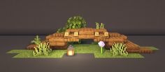 Small Bridge Ideas Minecraft, Minecraft Natural Wall, Smelting Area Minecraft, Minecraft Hedge, Minecraft Walkway Ideas, Small Bridge Minecraft, Minecraft Entry Way, Minecraft Sniffer Enclosure