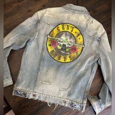 Great Condition, Only Worn Once. Exclusive H&M Guns N Roses Distressed Denim Jacket. H&m Denim Jacket, H&m Jackets, Distressed Denim Jacket, Distressed Denim, Denim Jacket, Mens Jackets, H&m, Jackets & Coats, Roses