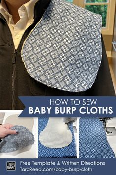 the instructions for how to sew baby burp cloths