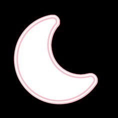 a pink crescent on a black background