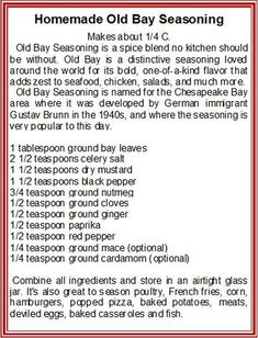 a recipe for homemade old bay seasoning with instructions on how to make it in the oven