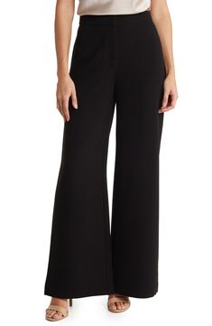 Elevate your wardrobe with these wide-leg pants constructed from lightweight stretch crepe for polished style. 31" inseam Wide leg Fully lined Shell: 98% polyester, 2% spandex/lining: 100% polyester Dry clean, hand wash, or machine wash, tumble dry Imported Model stats: 5'10" height, 32" bust, 25" waist, 36" hip. Model is wearing size 2. Crepe Pants, Polished Style, Stretch Crepe, Nanette Lepore, New Black, Wide Leg Pants, Nordstrom Rack, Wide Leg, Size 12