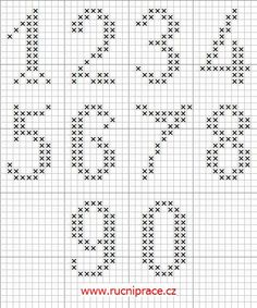 cross stitch alphabets with numbers and letters in the middle, on a white background