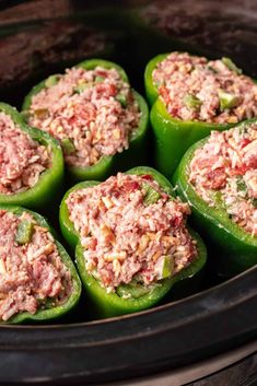 stuffed green peppers with tuna in a slow cooker