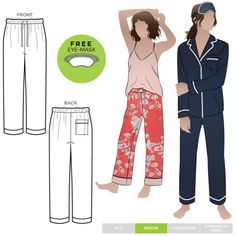 Take it easy, spend long nights wrapped up in luxurious essentials. Our classic PJ set is an easy fit, designed to be worn curled up on the couch or off to bed. Team these pajama pants with our cami, shirt or robe in the new Style Arc loungewear range. These are multi sized nested patterns printed on 60gsm paper. There are two size ranges available for each pattern. Seam allowances are included.  Amazing pattern, perfect for dressmaking.   Please Note: You Are Purchasing A Pattern Which Includes Pant Sewing Pattern, Pant Sewing, Womens Pj Pants, Pajama Pants Pattern, Women's Sewing Patterns, Style Arc, Pj Pant, Classic Pajamas, Pants Sewing Pattern