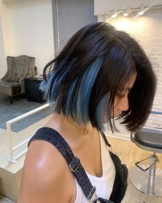 Partial Colored Hair, Peak A Boo Hair Color Short, Colour Under Hair, Short Black Hair With Color Underneath, Short Bob Dyed Hair, Short Peak A Boo Hair, Hair Color Ideas Half And Half Under, Short Hair With Colour Underneath, Short Hair Colored Underneath