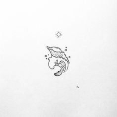 a drawing of a fish swimming in the water with bubbles on it's back